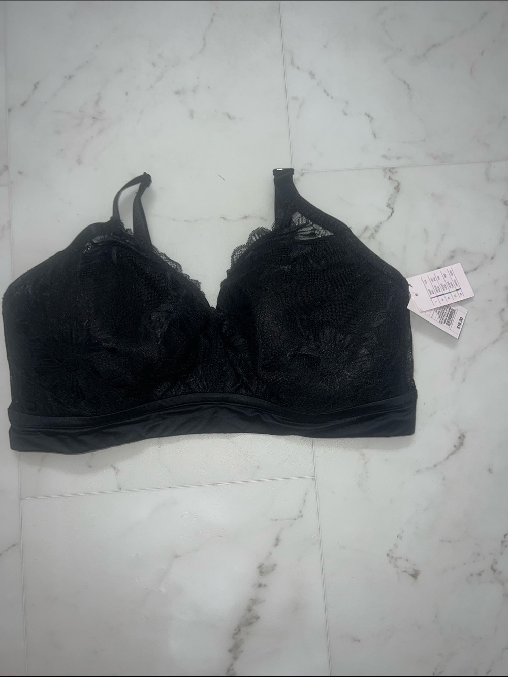 Auden Black Lace Wireless Bralette Size 2X